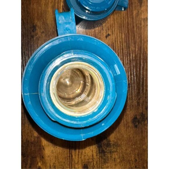 Aladdin Plaid Thermos 1 Pint Blue Vintage With Cup And Stopper - Picture 8 of 9